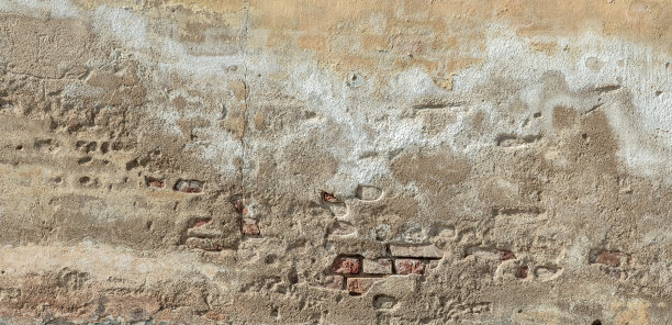 旧砖墙上残留着石灰图片下载