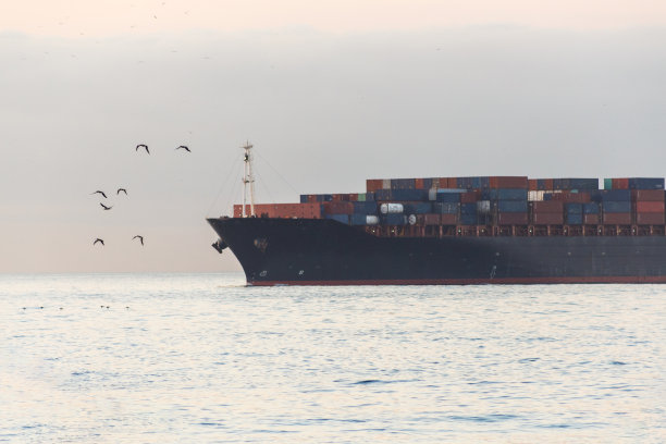 一艘货船在里约热内卢的科帕卡巴纳海滩上航行。图片下载