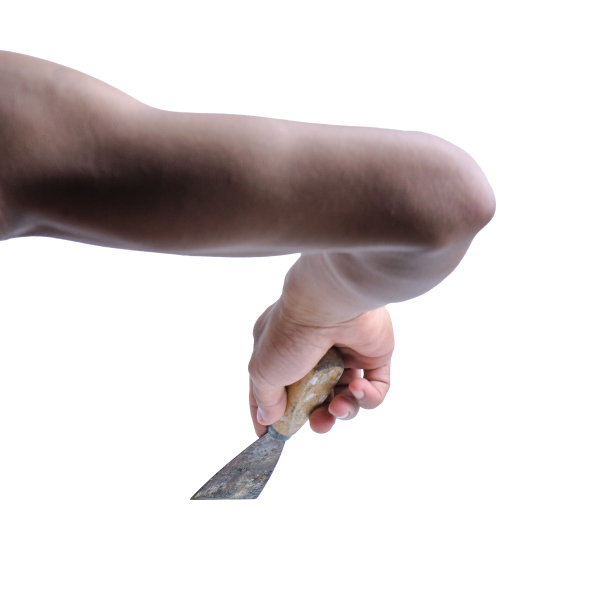 孤立的刮刀在白色背景上抓在手图片下载