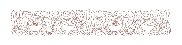 咖啡杯图案。咖啡设计元素。可编辑的轮廓笔画。矢量线。图片下载
