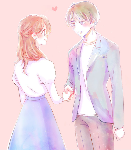 成为恋人的男人和女人握手图片下载