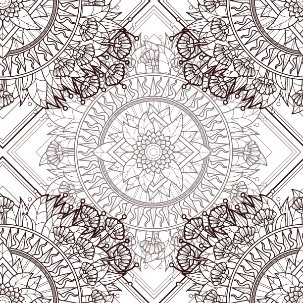 花和钻石着色无缝表面图案设计图片下载