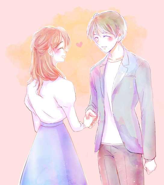 成为恋人的男人和女人握手图片下载