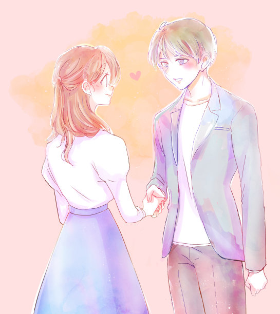 成为恋人的男人和女人握手图片下载