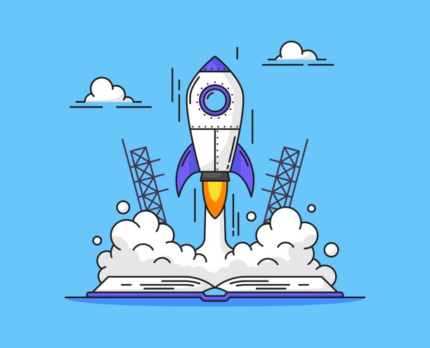 火箭发射，飞船启动，卡通穿梭图片下载
