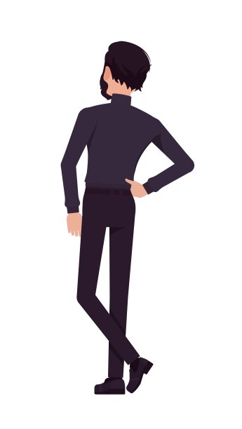 商人，商务东方客车，黑色高领毛衣，站在自信的姿势后面图片下载