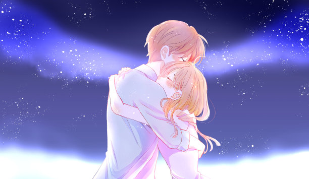 夏天男女快乐地互相拥抱图片下载