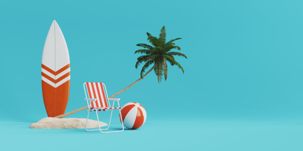 暑假概念背景，3d渲染图片下载