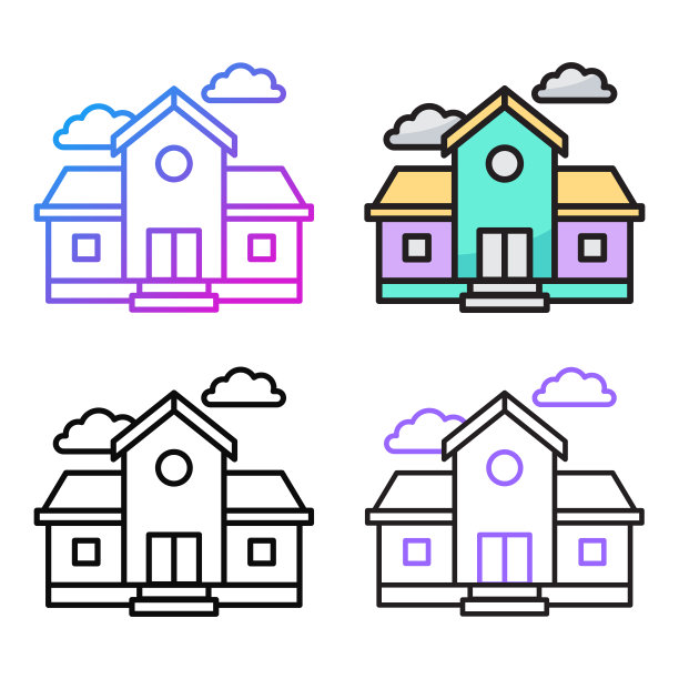 学校的图标设计在四个变化的颜色图片下载