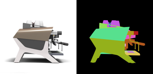 新的专业咖啡机右视图3d渲染白色与彩色alpha图片下载