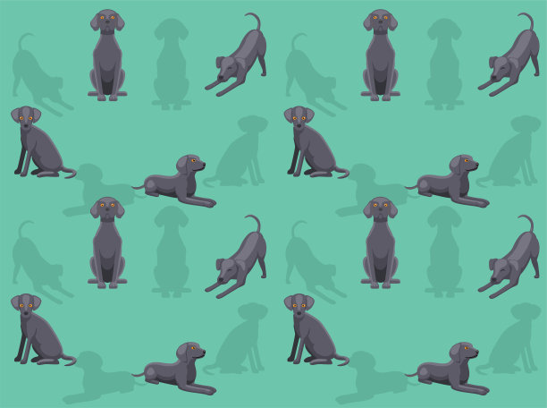 狗蓝色蕾丝可爱的卡通姿势无缝壁纸背景图片下载