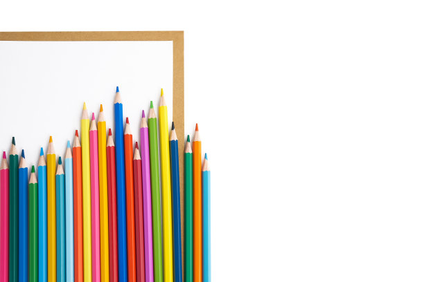 彩色彩虹铅笔白底，返校理念，学校创意理念图片下载