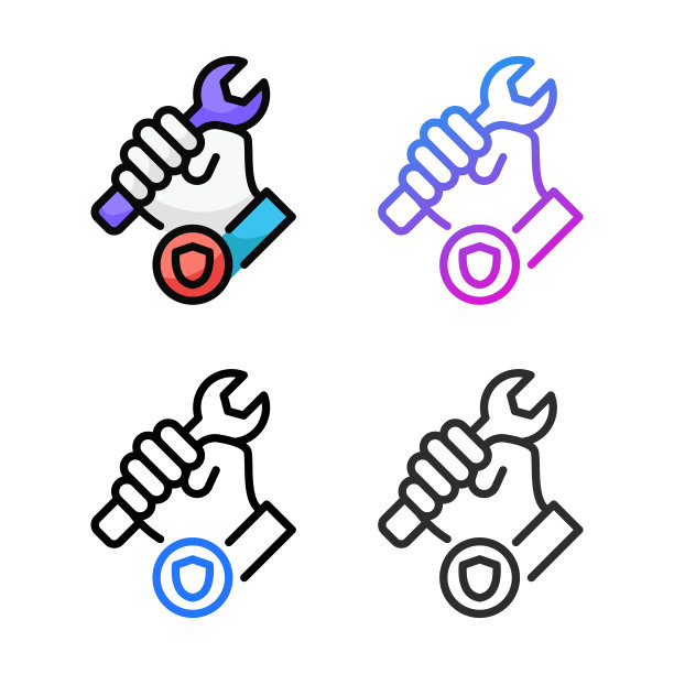 四种颜色的维护图标设计图片下载