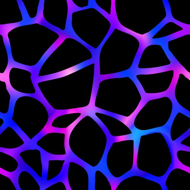 新潮的霓虹灯长颈鹿无缝图案。矢量黑暗彩虹野生动物皮肤，梯度牛纹理与黑色的霓虹背景上的时尚印花设计，纺织品，包装纸，背景图片下载