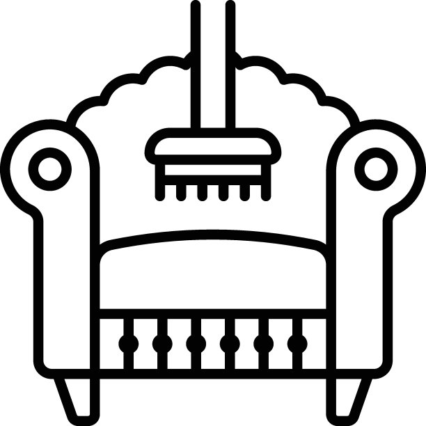 织物室内装饰清洁器概念，从沙发表面去除污渍矢量图标设计，家政符号，家庭清洁标志，专业清洁器设备库存插图图片下载