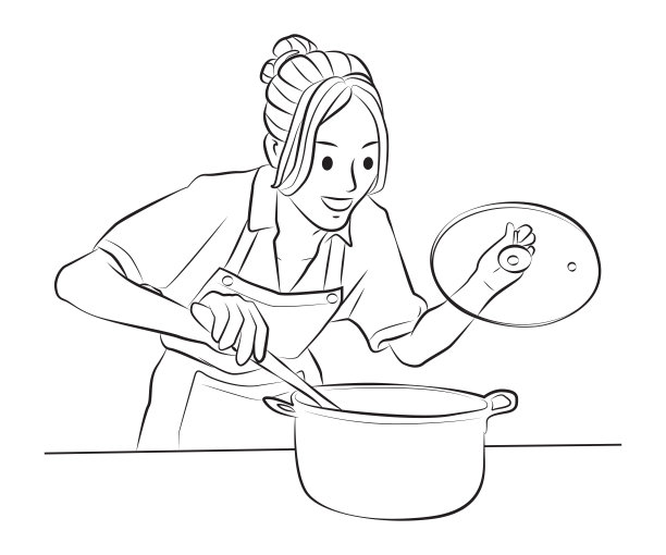 家庭主妇在厨房做饭的姿势图片下载