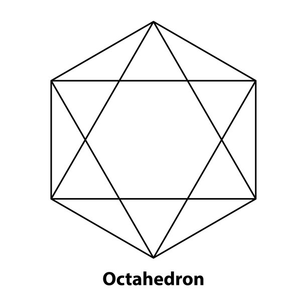 数学几何图形如八面体，矢量出线图片下载