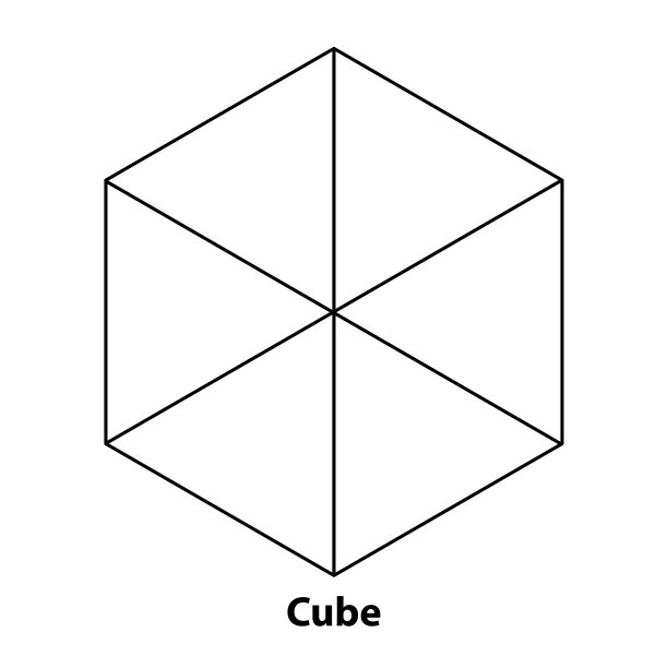立方体矢量轮廓几何形状。在白色背景上图片下载