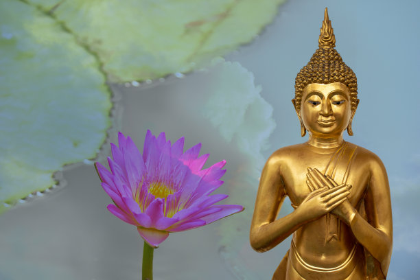 一个和平的叠加和双重曝光图像的金佛。图片下载