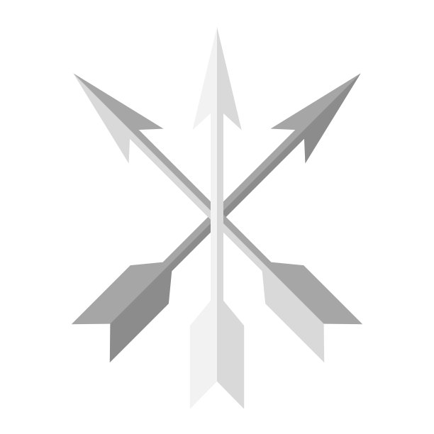 联合三支弓箭。钢铁武器。军人的标志或标志。平的风格。单色图像。孤立的物体图片下载