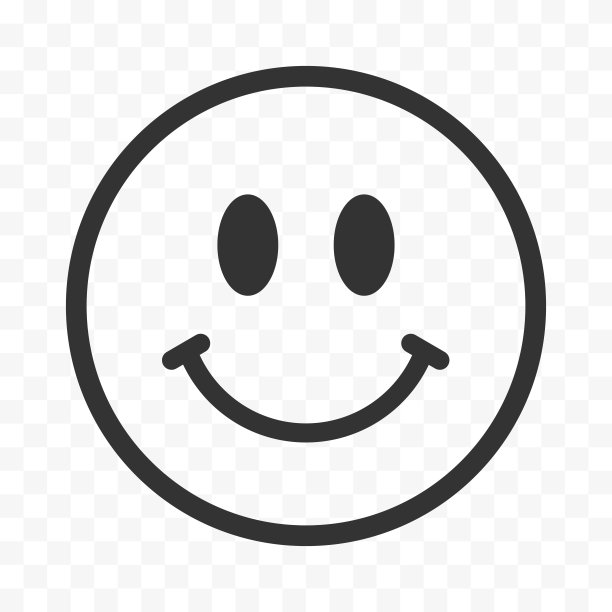 笑脸图标，易于编辑的线条艺术符号与黑色轮廓，可爱的微笑贴纸设计在透明的背景。矢量股票插图。图片下载
