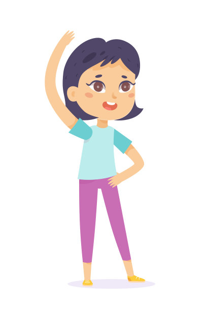 可爱的女孩在做侧弯，晨练和活跃的运动孩子的健身运动图片下载