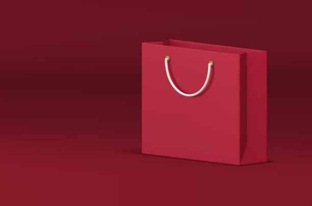 节日礼物纸质购物袋红色问候横幅3d设计现实矢量插图图片下载