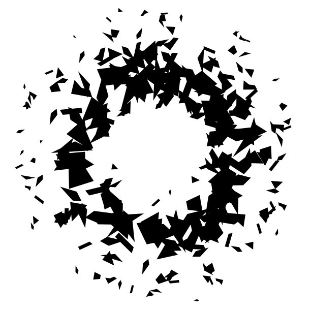 圆形的碎片和碎块。黑色碎片，斑点，斑点和颗粒。抽象的爆炸和爆炸纹理元素。矢量框架图解图片下载