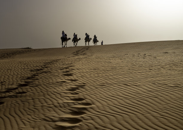 伦波尔沙漠的沙丘，圣路易斯附近，塞内加尔日落时分图片下载