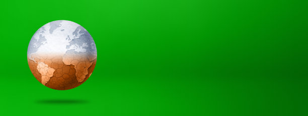 由于全球变暖，世界正在经历融雪和干旱。绿色背景隔离图片下载