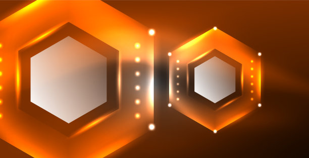 霓虹六边形背景高科技设计图片下载