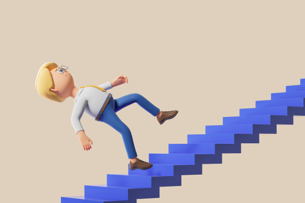 年轻的商人摔在楼梯上图片下载