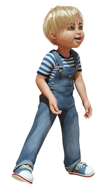 白人男孩的3D渲染图片下载