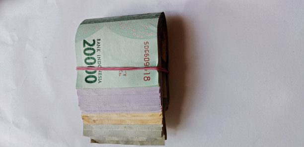 一叠白底的不同面额的钞票图片下载