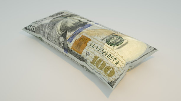 膨胀的美元纸币的3D渲染。经济通胀概念。图片下载