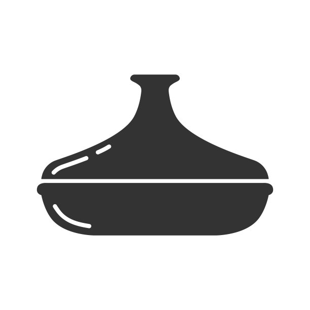 锅图标。带盖的陶瓷锅的轮廓图标。黑色简单插图的特殊摩洛哥炊具。平面隔离矢量象形图上的白色背景图片下载