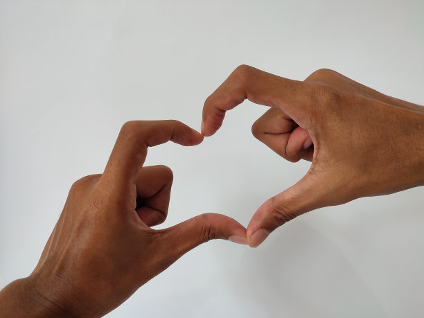 手在孤立的白色背景上形成爱或心的标志图片下载