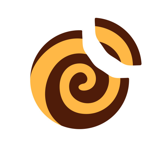 脆脆的烤碎饼干孤立在白色的背景。圆形漩涡棕色脆饭标志或标志平面设计。缺一口的巧克力小麦甜点。咬伤治疗顶视图矢量插图。图片下载