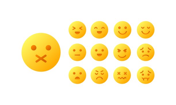 Emoji。扁平的，黄色的，用于聊天的表情符号，用于社交网络的表情符号。矢量图标。图片下载