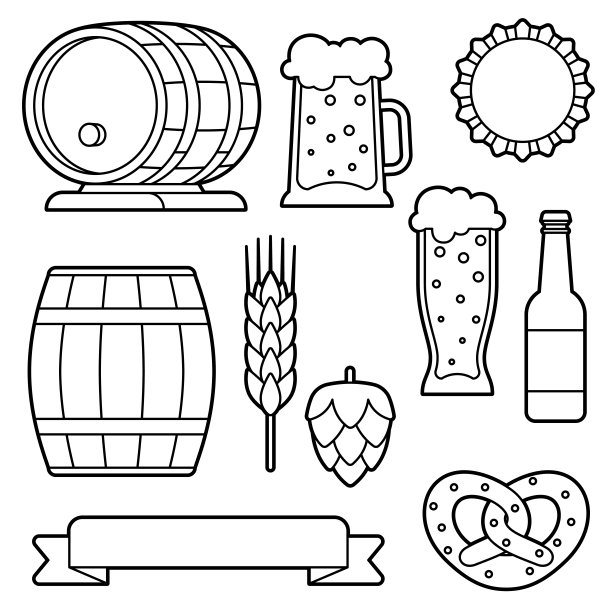 一组啤酒物品。啤酒节或啤酒节。图片下载