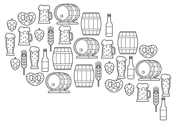 卡片上有啤酒物品。啤酒节或啤酒节。图片下载