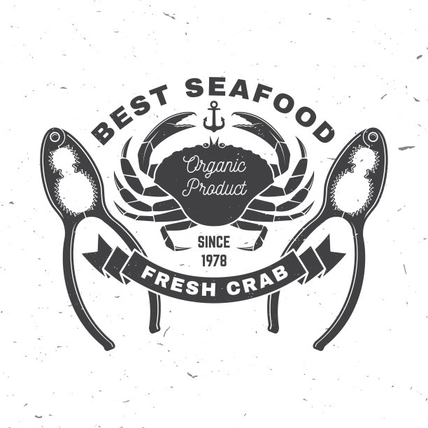 最好的海鲜。新鲜的螃蟹。向量。用于海鲜会徽、招牌、贴片、衬衫、菜单餐厅、鱼市、商店。复古单色标签，贴纸与螃蟹和龙虾或螃蟹饼干。图片下载