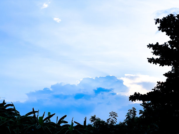 背景是蓝色和金色的天空图片下载