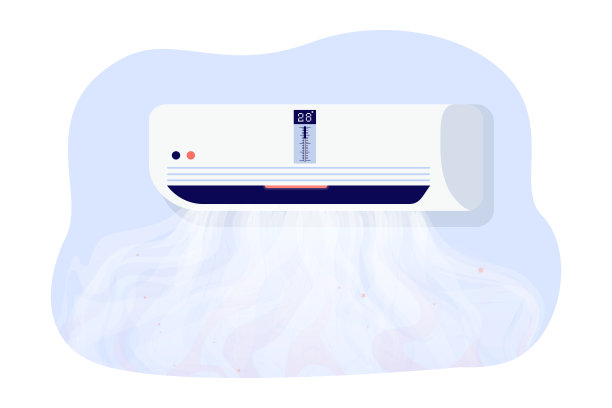 暖空气流出的空调矢量插图图片下载