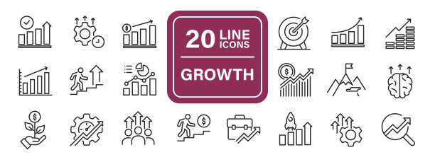 增长线图标。可编辑的中风。网站营销设计，logo, app，模板，ui等。矢量插图。图片下载