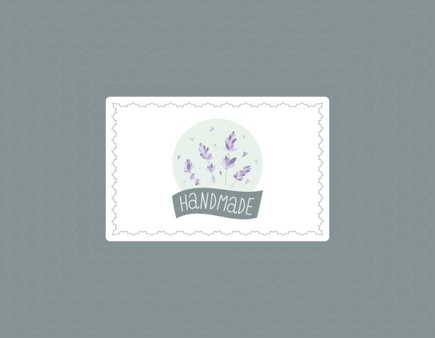 矢量横幅或装饰贴纸与字母手工制作。天然薰衣草枝与花朵，设计元素与图案包装的平面风格。图片下载