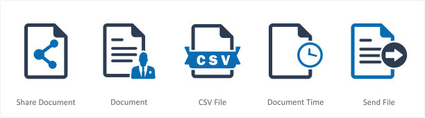 5个文档图标，如共享文档、CSV文件图片下载