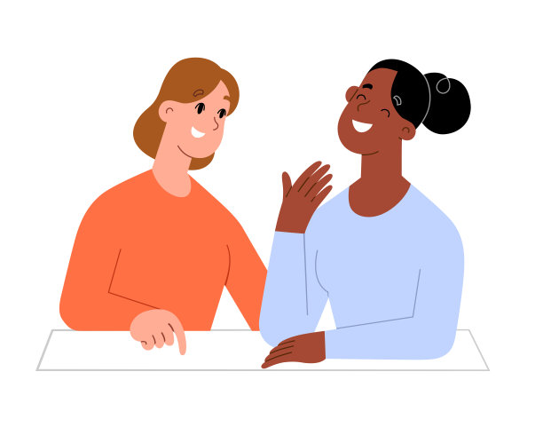 女性朋友有说有笑，两个女人花时间在一起，微笑和聊天，平面矢量插图图片下载