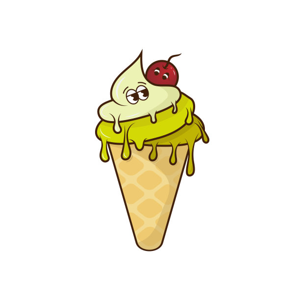 复古风格的涂鸦冰淇淋。矢量隔离插图冰淇淋白心贴纸和t恤设计在1970年的颜色。图片下载