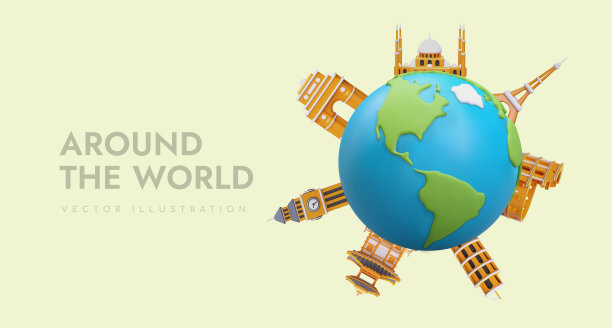 是时候看看世界了。广告邀请访问不同的国家图片下载